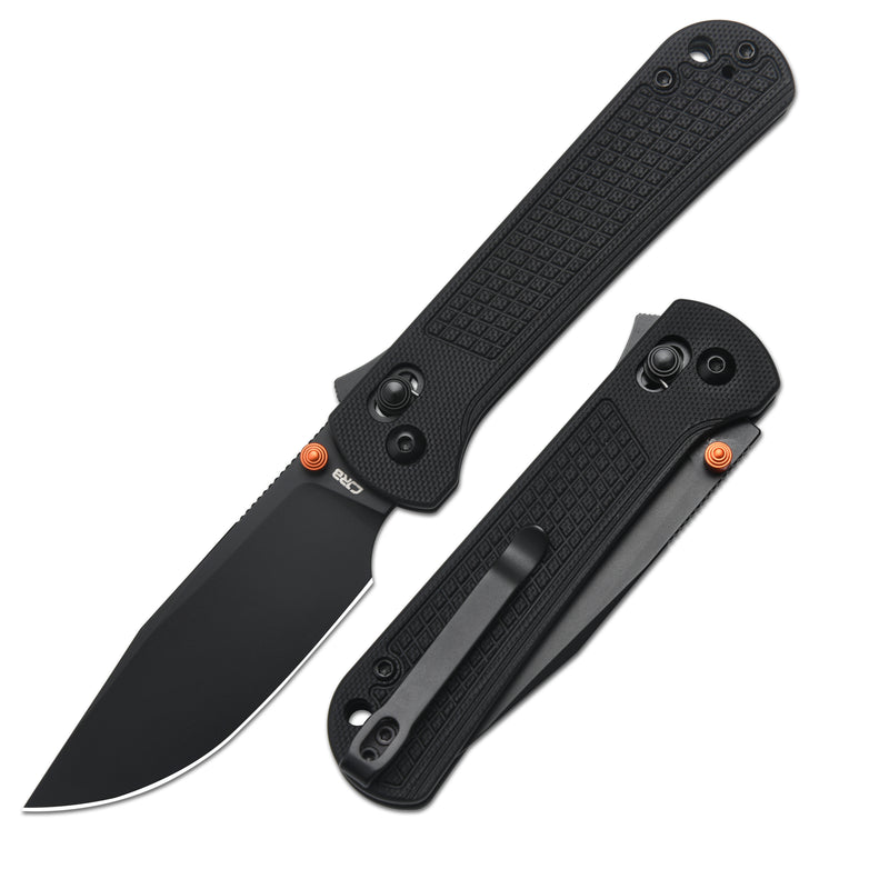 CJRB Bolt Thumbs Stud Recoil Lock Knife Black G10 Handle (3.25'' Black PVD Coating AR-RPM9 Blade) J1960-BBK