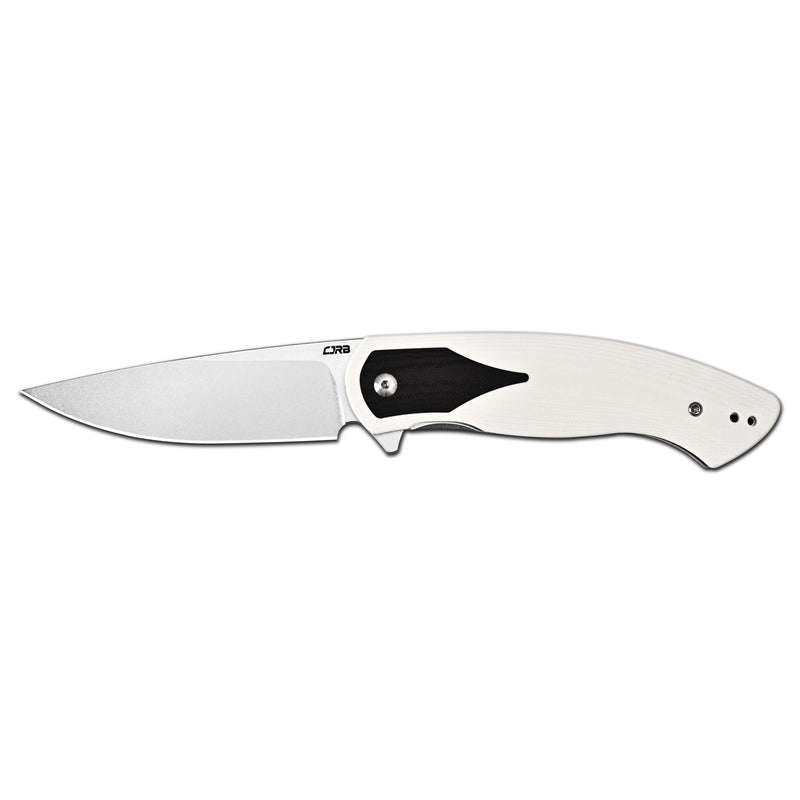 CJRB Rodayo Flipper & Liner Lock Folding Knife White G10 Handle (3.78'' Stone Wash AR-RPM9 Steel Blade) J1972-WBK