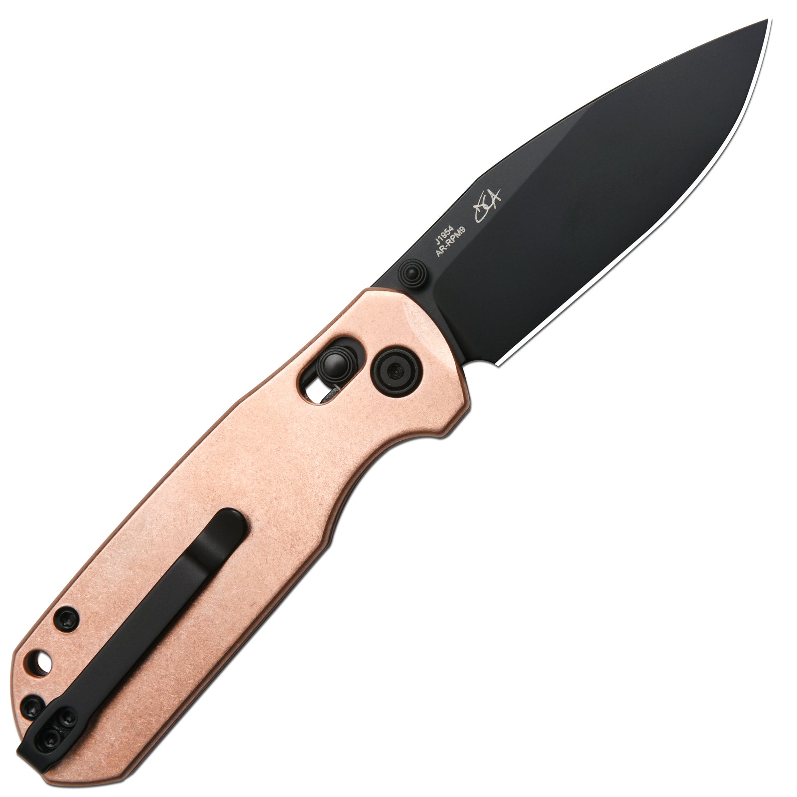 CJRB Maximal Crossbar Lock Knife Copper Handle (2.95'' Black PVD Coating AR-RPM9 Blade) J1954-CO