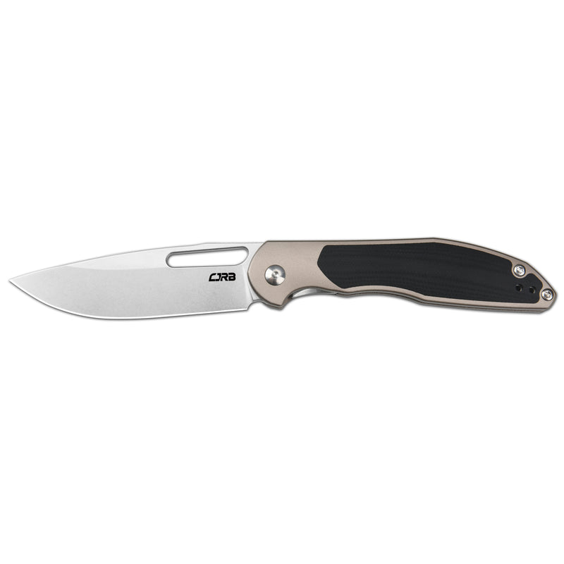 CJRB Droma Liner Lock Thumb Hole Knife Inlay Aluminum And G10 Inlay Handle (3.33'' Stone Wash AR-RPM9 Blade) J1963-BK