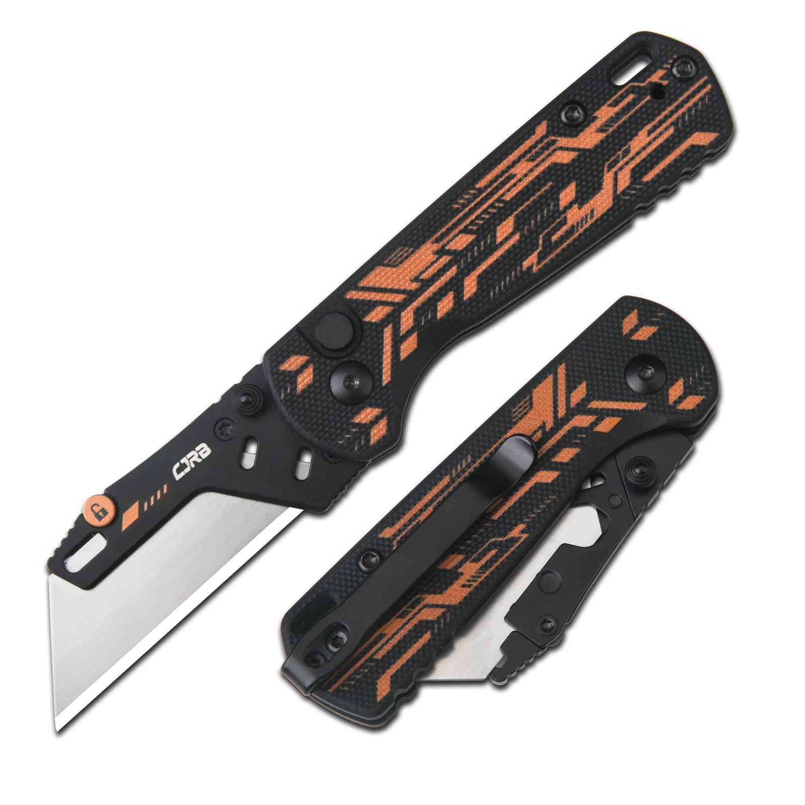 CJRB Boxer J1967 G10 Handle Folding Utility Knife, with 10 Extra Blades Black Mechanical