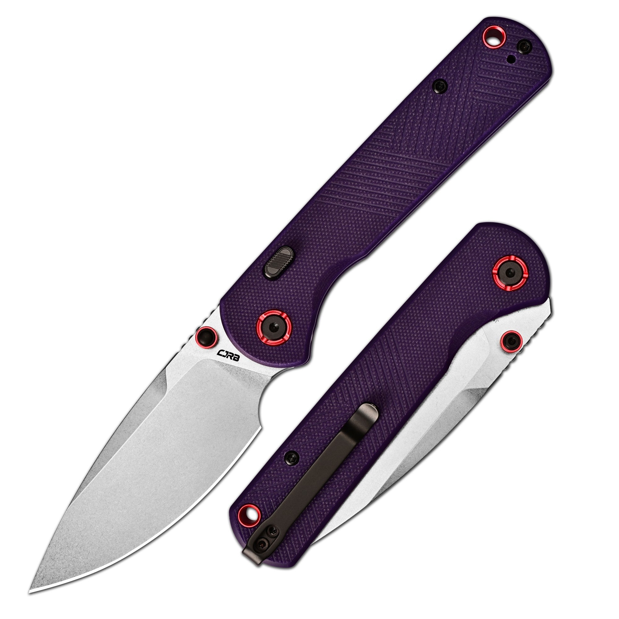 CJRB Latitude Thumb Stud & Top Liner Lock EDC Knife Purple CNC G10 Tex