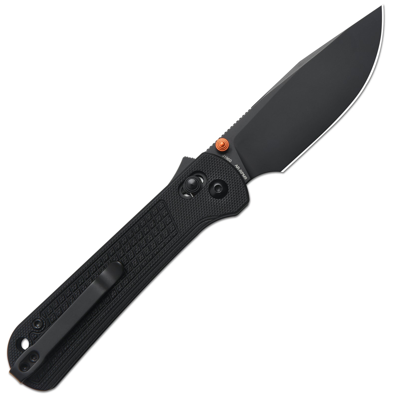 CJRB Bolt Thumbs Stud Recoil Lock Knife Black G10 Handle (3.25'' Black PVD Coating AR-RPM9 Blade) J1960-BBK