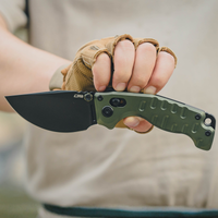 CJRB Doubletap Thumb Stud & Recoil Lock V2 Tatical Knife Green 7075-T6 Aluminum Handle(3.86'' D2 Black PVD Coating Blade) J1970-BAL (Exclusive)