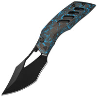 ArtisanCutlery Dark Wing Thumb Hole & Front Flipper Top Liner Lock EDC Knife Carbon Fiber(Glow in the dark) Handle(3.63'' CPM S90V Black PVD Coating Blade ) 1887G-GDBU