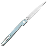 CJRB Lanky Thumb Stud & Liner Lock Knife Light Blue Aluminum Handle (3.58'' Sandvik 14C28N Sand Polish Blade) J1965-PBU
