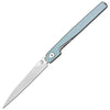 CJRB Lanky Thumb Stud & Liner Lock Knife Light Blue Aluminum Handle (3.58'' Sandvik 14C28N Sand Polish Blade) J1965-PBU