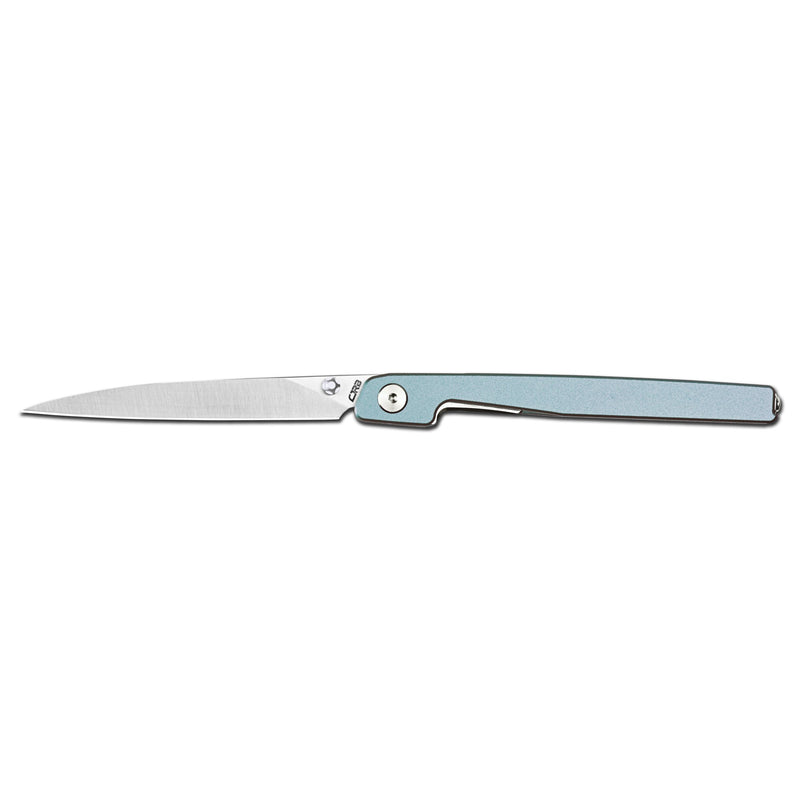 CJRB Lanky Thumb Stud & Liner Lock Knife Light Blue Aluminum Handle (3.58'' Sandvik 14C28N Sand Polish Blade) J1965-PBU