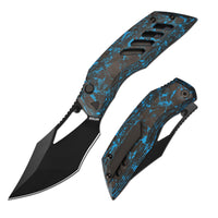 ArtisanCutlery Dark Wing Thumb Hole & Front Flipper Top Liner Lock EDC Knife Carbon Fiber(Glow in the dark) Handle(3.63'' CPM S90V Black PVD Coating Blade ) 1887G-GDBU