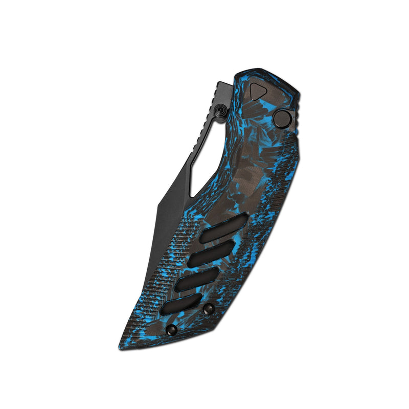 ArtisanCutlery Dark Wing Thumb Hole & Front Flipper Top Liner Lock EDC Knife Carbon Fiber(Glow in the dark) Handle(3.63'' CPM S90V Black PVD Coating Blade ) 1887G-GDBU