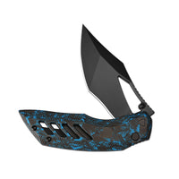 ArtisanCutlery Dark Wing Thumb Hole & Front Flipper Top Liner Lock EDC Knife Carbon Fiber(Glow in the dark) Handle(3.63'' CPM S90V Black PVD Coating Blade ) 1887G-GDBU
