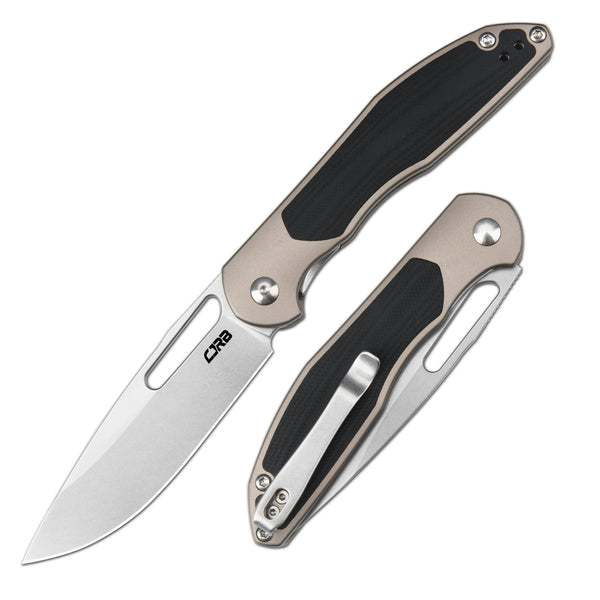 CJRB Droma Liner Lock Thumb Hole Knife Inlay Aluminum And G10 Inlay Handle (3.33'' Stone Wash AR-RPM9 Blade) J1963-BK