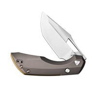 ArtisanCutlery Mousebird Thumb Hole Top Liner Lock EDC Knife Titanium Handle Gold Titanium Clip(3'' S35VN Stone Wash Blade ) 1889G-DG
