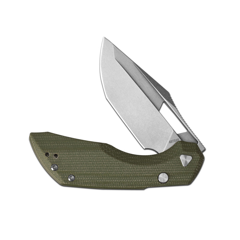 ArtisanCutlery Mousebird Thumb Hole Top Liner Lock EDC Knife Micarta Handle Titanium Clip(3'' N690 Stone Wash Blade ) 1889G-MGN