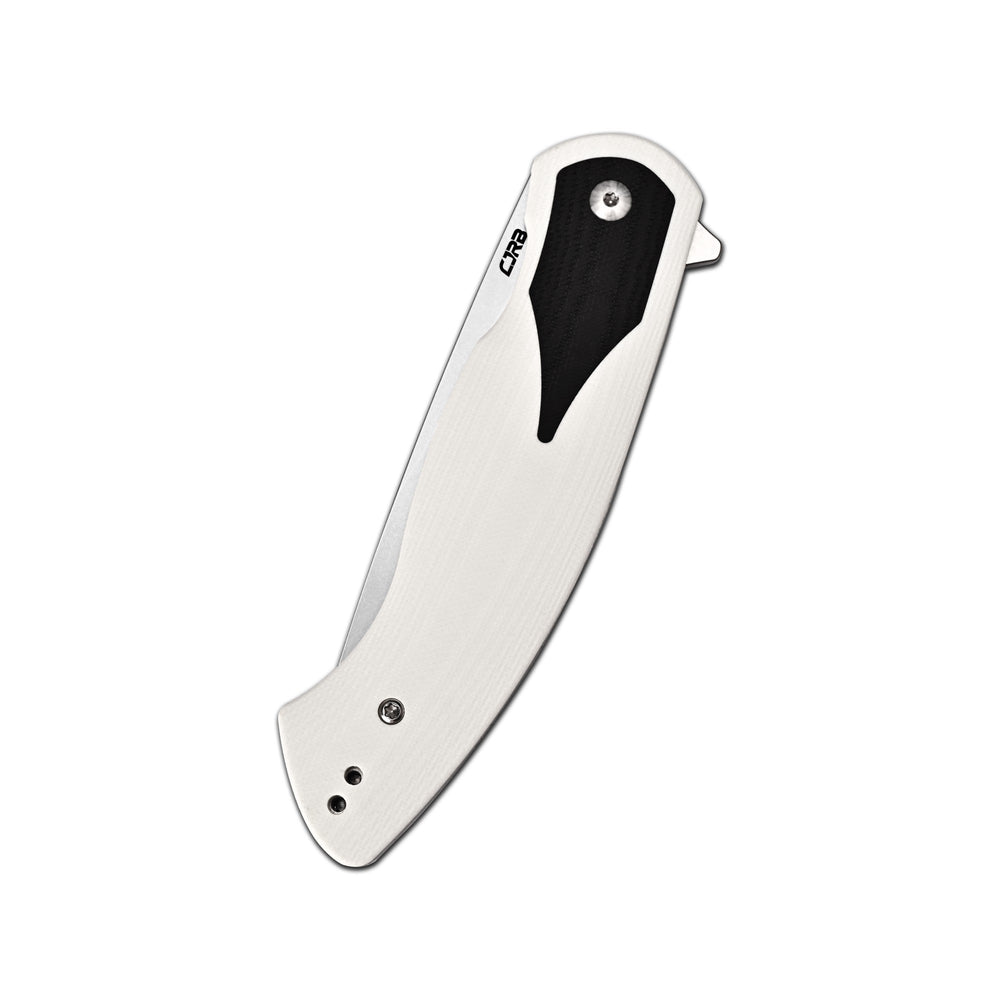 CJRB Rodayo Flipper & Liner Lock Folding Knife White G10 Handle (3.78'' Stone Wash AR-RPM9 Steel Blade) J1972-WBK