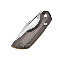 ArtisanCutlery Mousebird Thumb Hole Top Liner Lock EDC Knife Titanium Handle Gold Titanium Clip(3'' S35VN Stone Wash Blade ) 1889G-DG