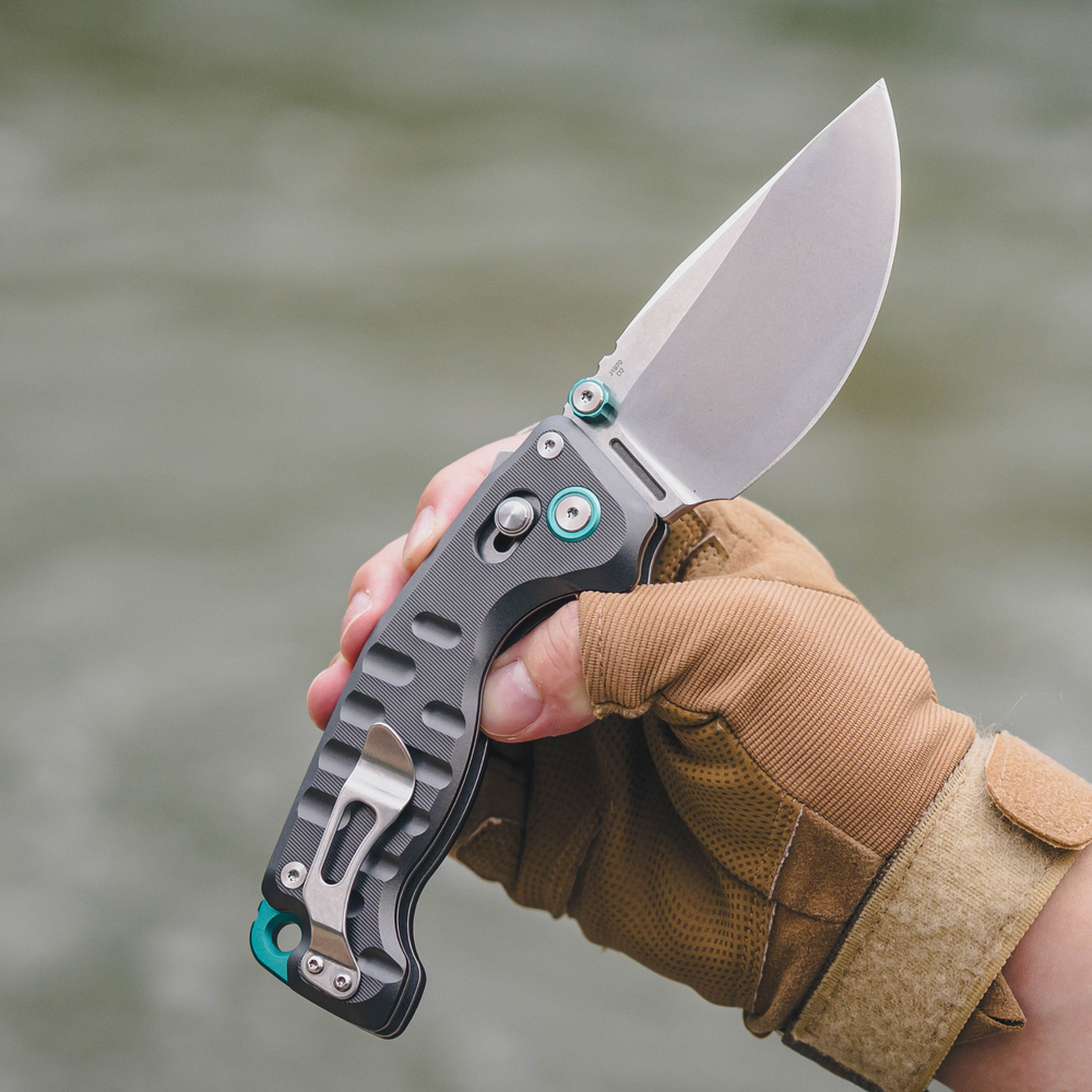 CJRB Doubletap Thumb Stud & Recoil Lock V2 Tatical Knife Gray 7075-T6 Aluminum Handle(3.86'' D2 Stone Wash Blade) J1970-GAL (Exclusive)