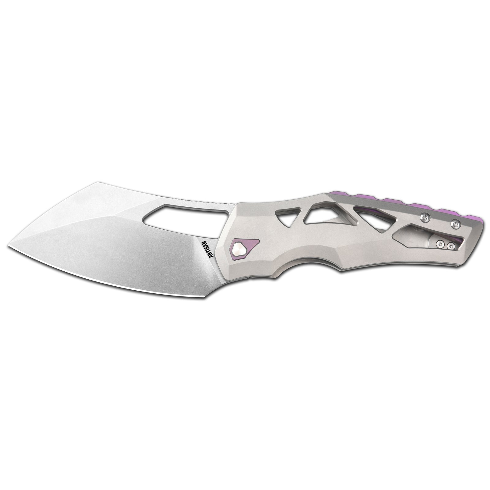 Artisan Cutlery Tortoise 1884G S35VN Steel Blade Titanium Handle Folding Knives Purple