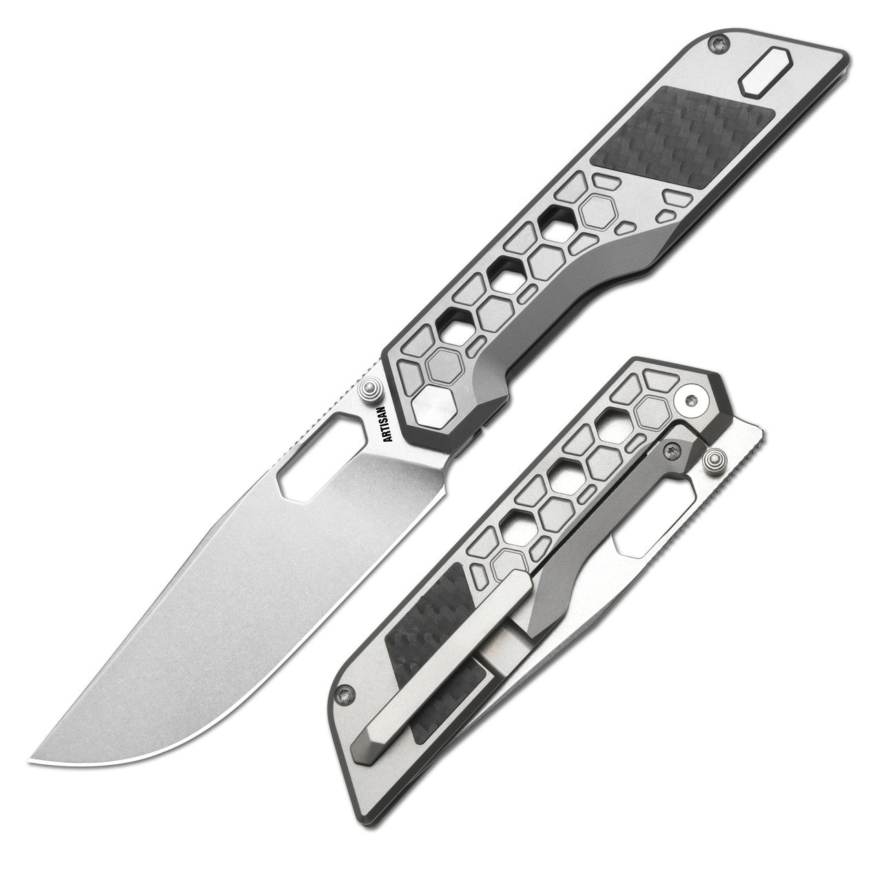 ArtisanCutlery Beest ATZ-1878G S35VN Blade Titanium Handle Folding Knives Grey