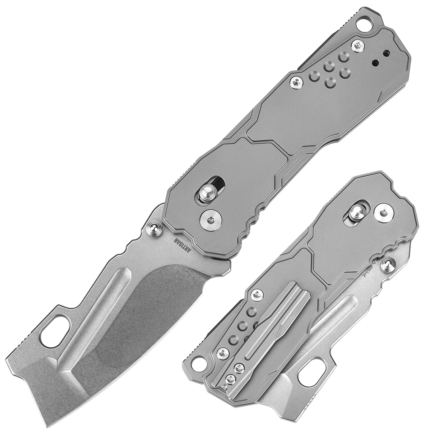 ArtisanCutlery Butcherling ATZ-1881 Titanium Handle Folding Knives