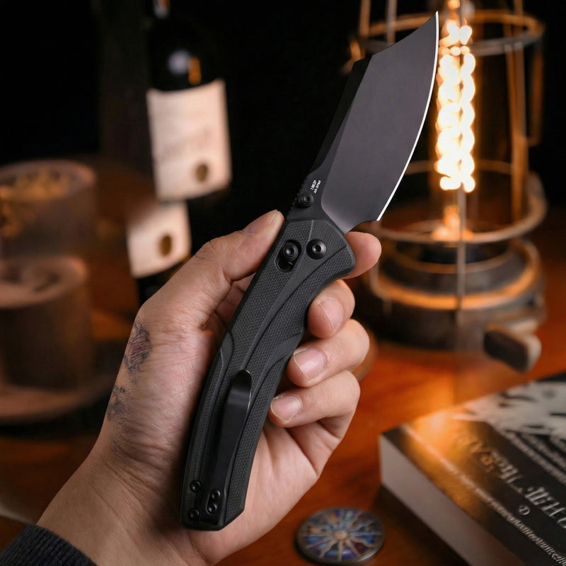 ArtisanCutlery Simoon Recoil Lock V2 Knife Black G10 Handle (3.47'' Black PVD Coating AR-RPM9 Blade) 1882P-BBK