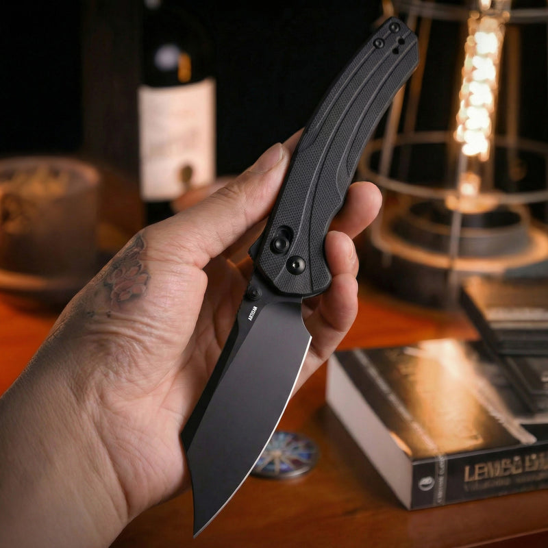 ArtisanCutlery Simoon Recoil Lock V2 Knife Black G10 Handle (3.47'' Black PVD Coating AR-RPM9 Blade) 1882P-BBK