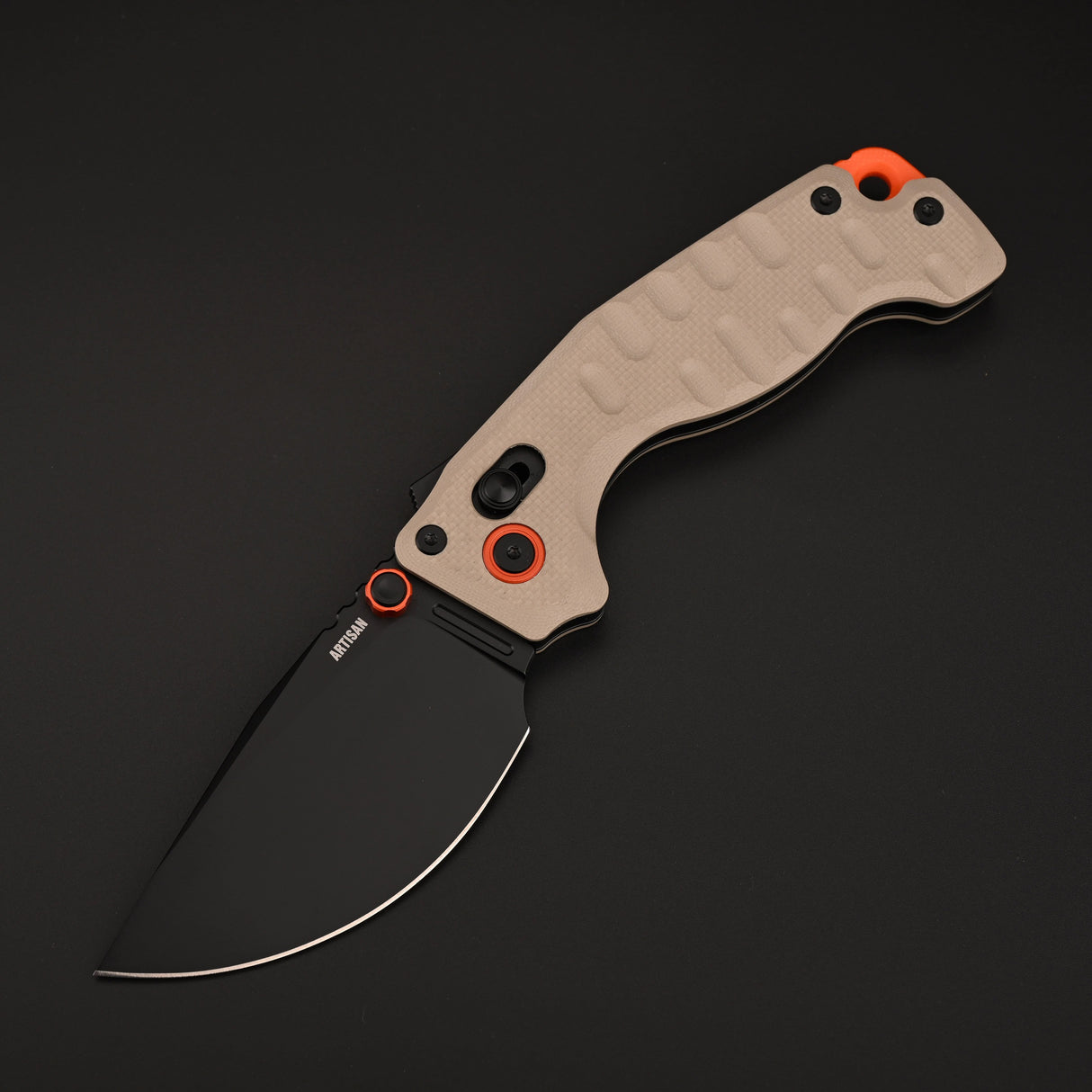 ArtisanCutlery Doubletap Recoil Lock Knife G10 Handle (3.86'' Black PVD Coating&Stone Wash D2 Blade) 1888P Prototype