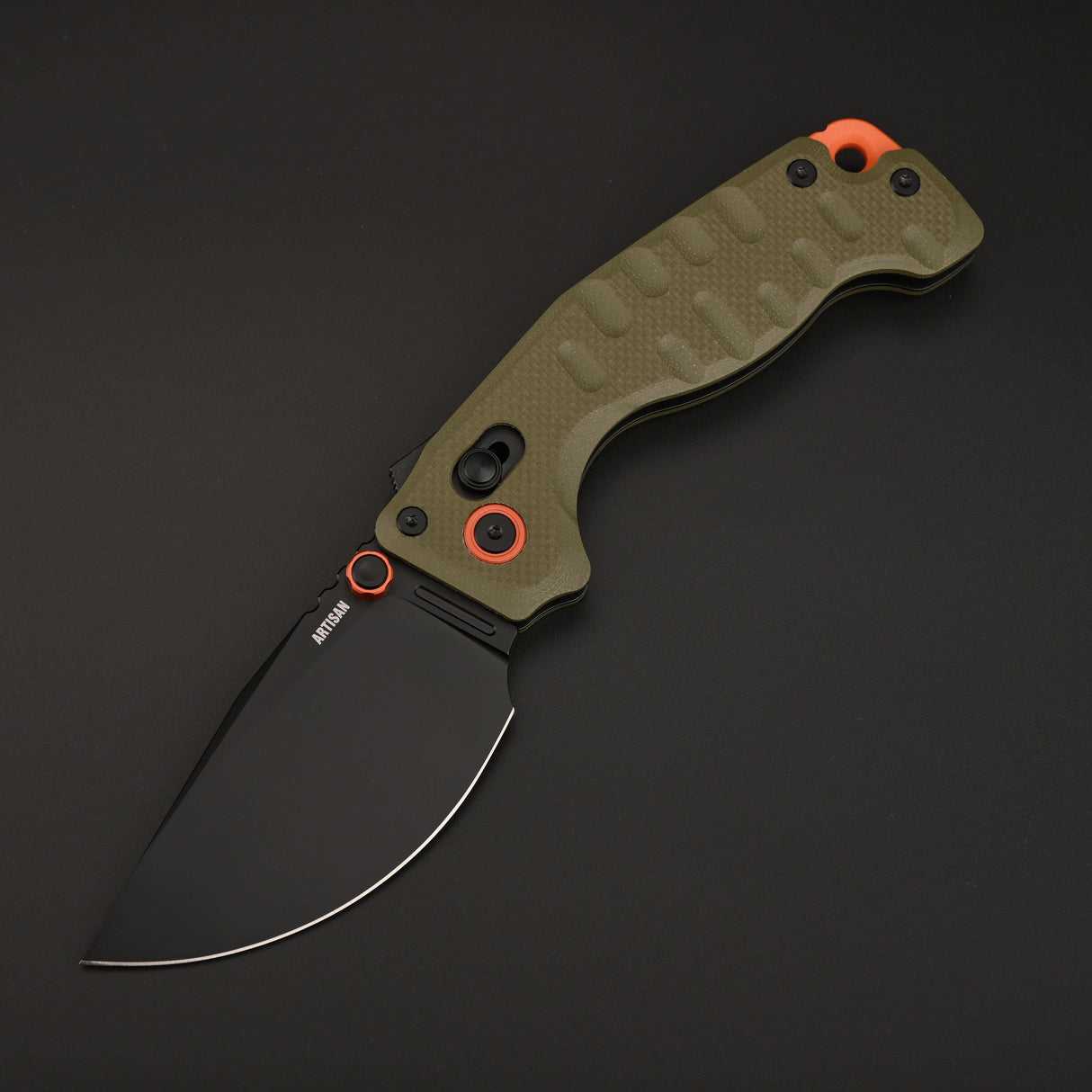 ArtisanCutlery Doubletap Recoil Lock Knife G10 Handle (3.86'' Black PVD Coating&Stone Wash D2 Blade) 1888P Prototype