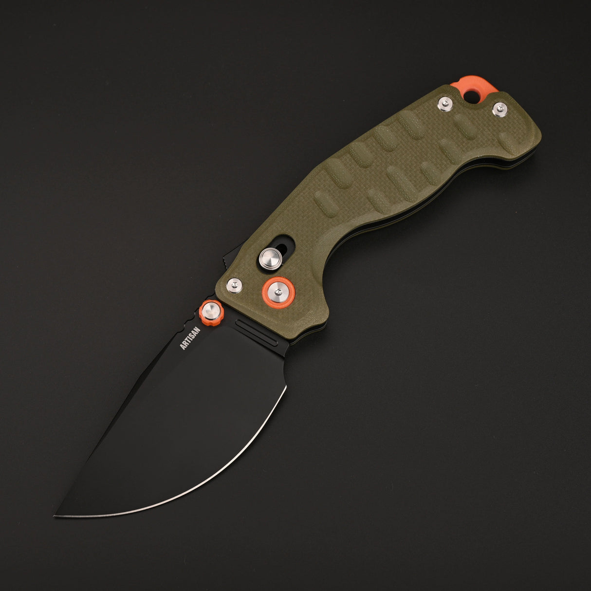 ArtisanCutlery Doubletap Recoil Lock Knife G10 Handle (3.86'' Black PVD Coating&Stone Wash D2 Blade) 1888P Prototype