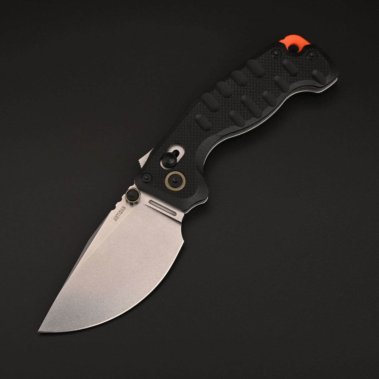 ArtisanCutlery Doubletap Recoil Lock Knife G10 Handle (3.86'' Black PVD Coating&Stone Wash D2 Blade) 1888P Prototype