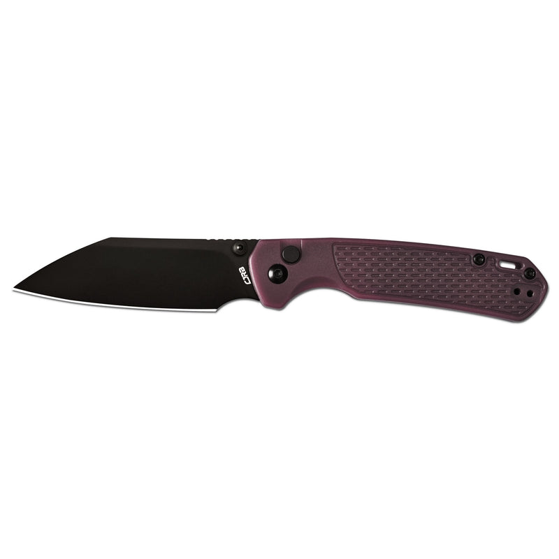 CJRB Pyrite-Light Thumb Stud & Button Lock EDC Knife, Thermochromic FRN Handle (Brown to Red), 3.34'' AR-RPM9 Black PVD Coating Blade, J1945-BRD