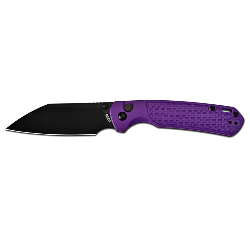 CJRB Pyrite-Light Thumb Stud & Button Lock EDC Knife Purple FRN Handle(3.34'' AR-RPM9 Black PVD Coating Blade) J1945-BPU (Exclusive)