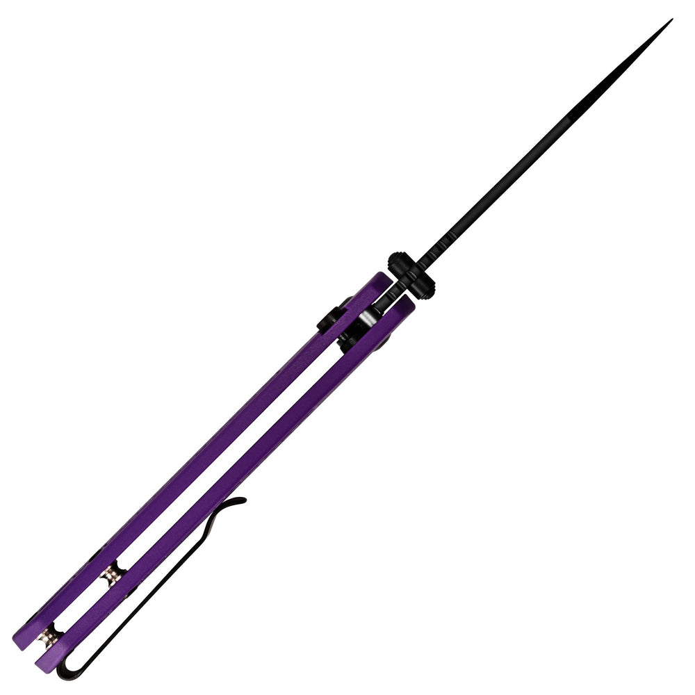 CJRB Pyrite-Light Thumb Stud & Button Lock EDC Knife Purple FRN Handle(3.34'' AR-RPM9 Black PVD Coating Blade) J1945-BPU (Exclusive)