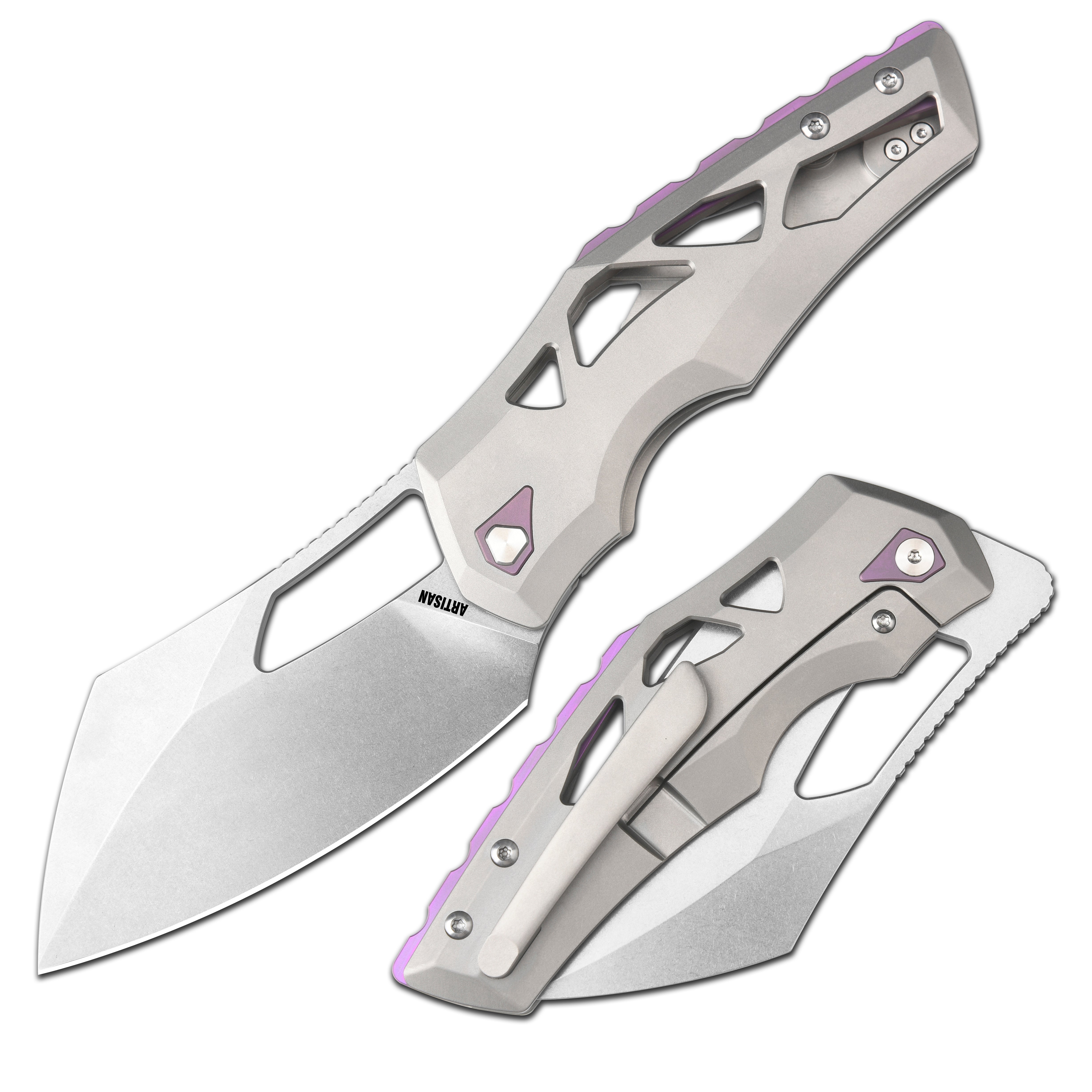 Artisan Cutlery Tortoise 1884g S35vn Steel Blade Titanium Handle Folding Knives Purple - artisan cutlery