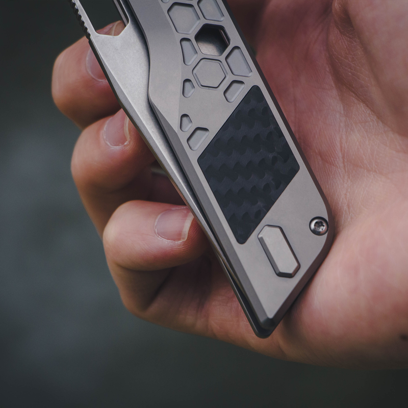 ArtisanCutlery Beest Frame Lock Knife Grey Titanium + Fat Carbon Handle (3.65'' Stone Wash S35VN Blade) 1878G-GY