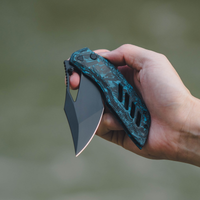 ArtisanCutlery Dark Wing Thumb Hole & Front Flipper Top Liner Lock EDC Knife Carbon Fiber(Glow in the dark) Handle(3.63'' CPM S90V Black PVD Coating Blade ) 1887G-GDBU