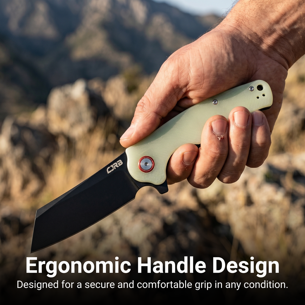 CJRB Crag Liner Lock & Flipper G10(Glow In the Dark) Handle (3.43'' AR-RPM9 Black PVD Coating Blade) J1904-BGD