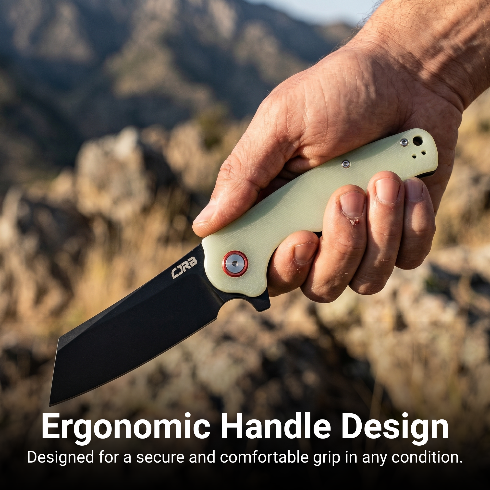 CJRB Crag Liner Lock & Flipper G10(Glow In the Dark) Handle (3.43'' AR-RPM9 Black PVD Coating Blade) J1904-BGD