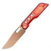 Pre-order | Artisan Cutlery Beest Liner Lock Front Flipper&Thumbs Hole Knife Red Aluminum Handle (3.65'' Rose Gold Coating AR-SFII Blade) 1878P-RE