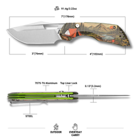 ArtisanCutlery Mousebird Thumb Hole Top Liner Lock EDC Knife 7075-T6 Aluminum Handle Titanium Clip(3'' N690 Stone Wash Blade ) 1889G-SAL