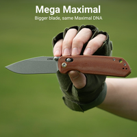 CJRB Mega Maximal Thumb Stud & Crossbar Lock Knife Brown Micarta Handle(3.43'' AR-RPM9 Steel Stone Wash Blade) J1954L-BN