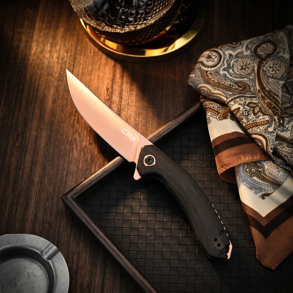CJRB Gobi Flipper & Liner Lock Micarta Handle (3.5'' Rose Gold AR-RPM9 Blade) J1906-RBK (Exclusive)