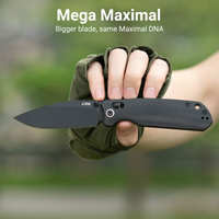 CJRB Mega Maximal Thumb Stud & Crossbar Lock Knife Black Micarta Handle(3.43'' AR-RPM9 Steel Black PVD Coating Blade) J1954L-BBK