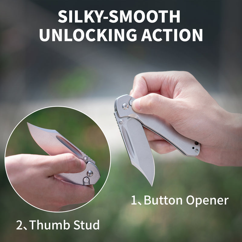 CJRB Bowie Pyrite J1942 AR-RPM9 Steel Blade Sand Polish Wood Handle Folding Knives