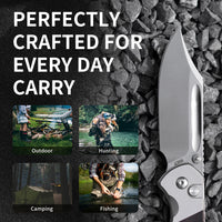 CJRB Bowie Pyrite J1942 AR-RPM9 Steel Blade Sand Polish Wood Handle Folding Knives