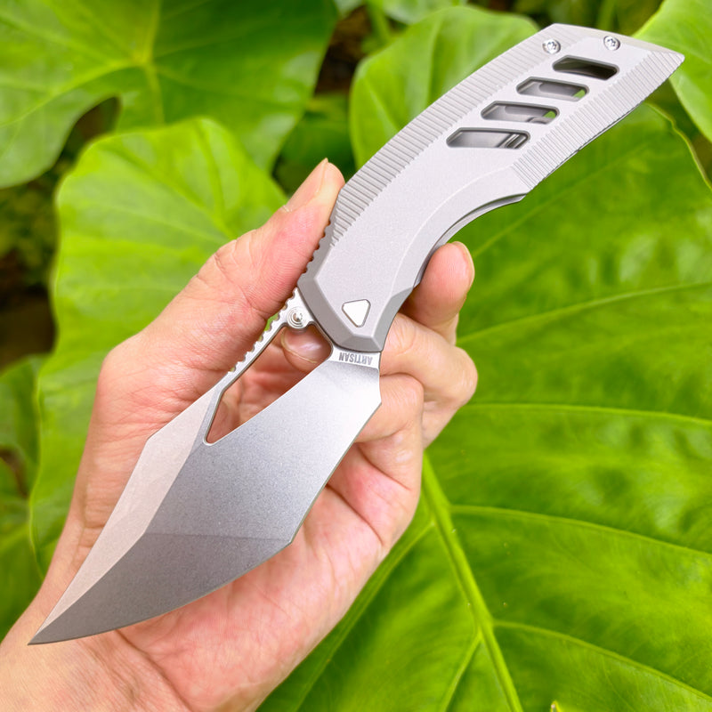 ArtisanCutlery Dark Wing ATZ-1887G S35VN Blade Titanium Handle Folding Knives(PROTOTYPE) Grey