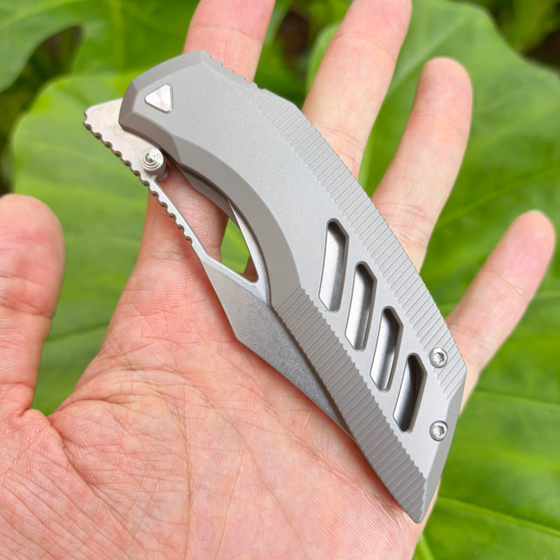 ArtisanCutlery Dark Wing ATZ-1887G S35VN Blade Titanium Handle Folding Knives(PROTOTYPE) Grey