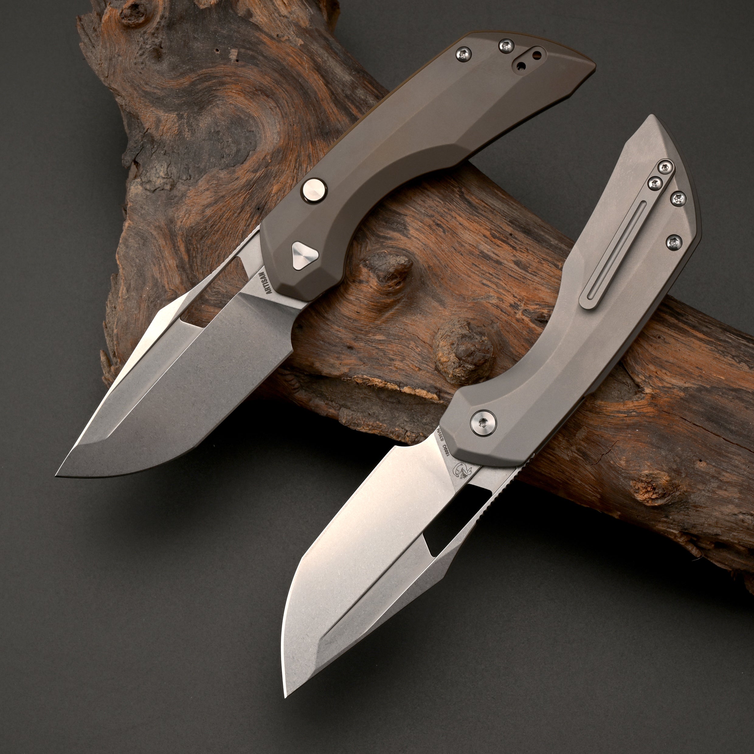 フライハイTHE-G 3UT 21° ATTAS-HY 85S ArtisanCutlery Mousebird ATZ-1889G S35VN Blade Titanium Handle Folding