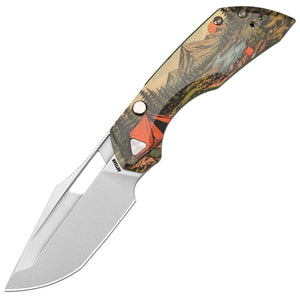 ArtisanCutlery Mousebird Thumb Hole Top Liner Lock EDC Knife 7075-T6 Aluminum Handle Titanium Clip(3'' N690 Stone Wash Blade ) 1889G-SAL