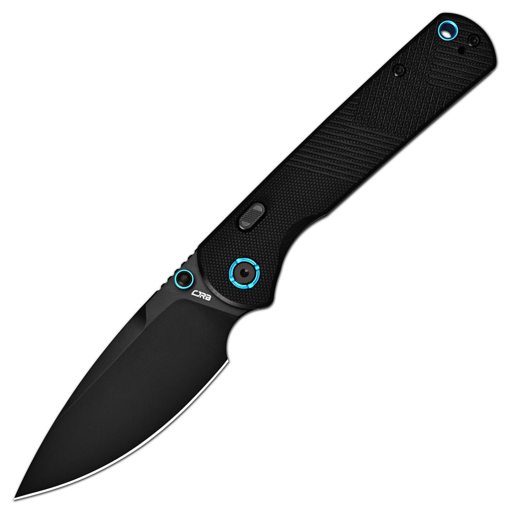 CJRB Latitude Thumb Stud & Top Liner Lock EDC Knife Black CNC G10 Textured Handle(3.47'' AR-RPM9 Steel Black PVD Coating Blade) J1975-BBK